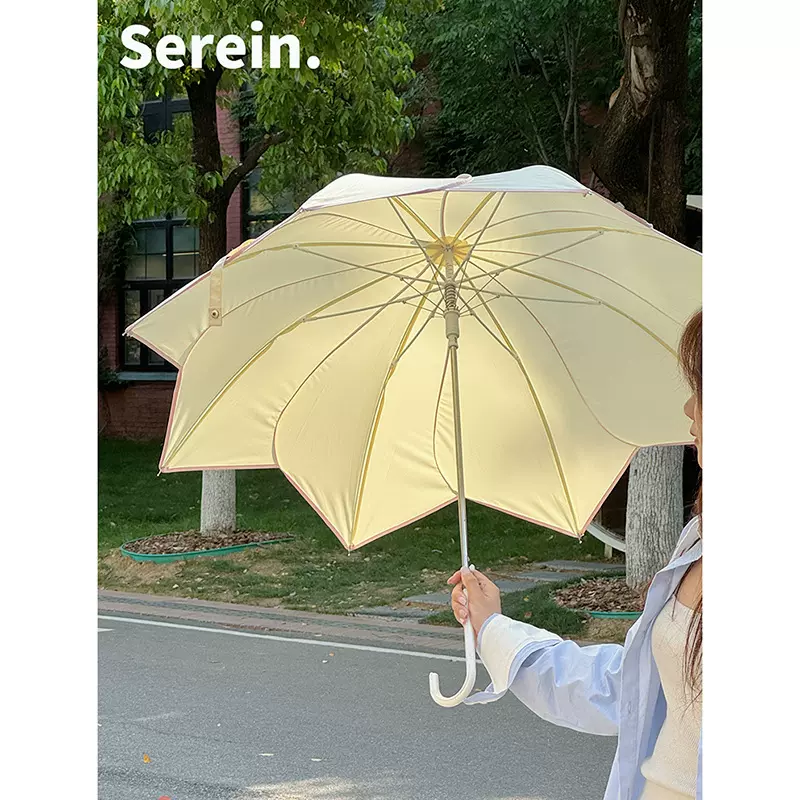 韩系自动花瓣长柄伞晴雨伞两用女加大加固抗风折叠便携高颜值雨伞