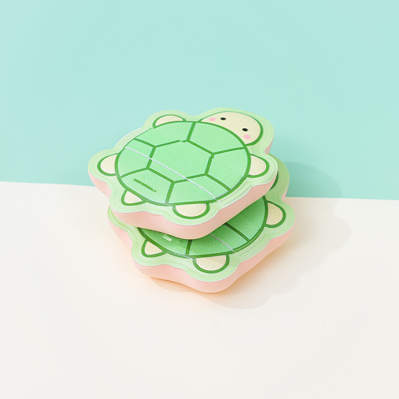 Pequeña tortuga personalizada 100% polvo de algodón, polvo super suave, espeso, seco y húmedo, cojín de esponja cosmética