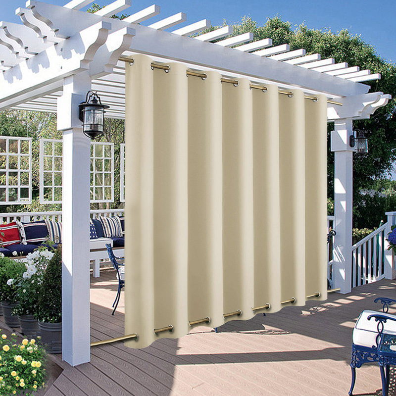 Dropshipping Double Rows Upper and Lower Punched Blackout Waterproof Outdoor Outdoor Curtains Amazon Cross-Border Foreign Trade Finished Curtains