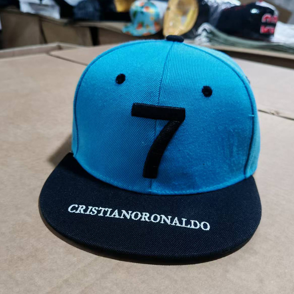 Number 7 Hip-hop Baseball Cap Flat Brim Adjustable Sport Hat_voghion.com