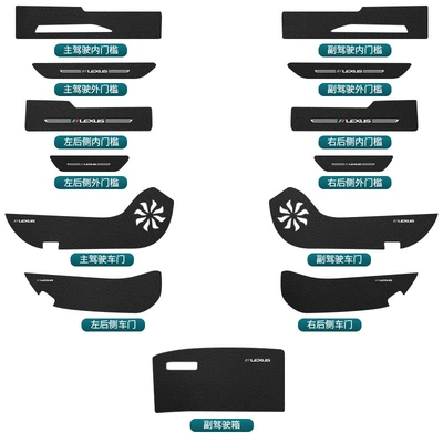 Door Protection Pads, 350H Door | Other Automotive Interior Supplies - 23-26-rx-leather-black-door-sill-passenger-13-piece-set