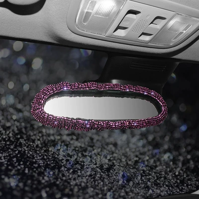 Seat Belt Shoulder Cover, Sürətlər qutusu və əl tormozu başlıqları - pink-diamond-star-rearview-mirror-set