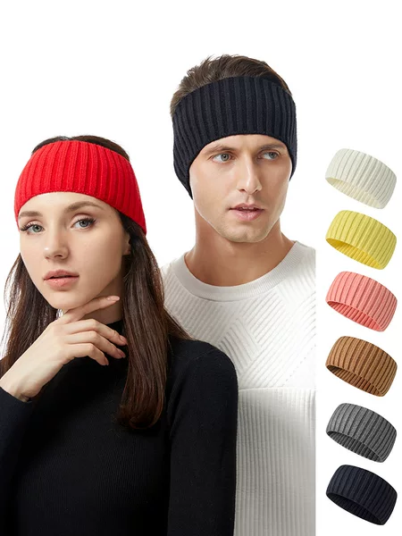 Solid Color Wide-Brimmed Knitted Outdoor Sports Headband for Women, Simple Forehead Protector Headband for Running, Fitness, Sweat-Absorbent, Fashionable Headscarf