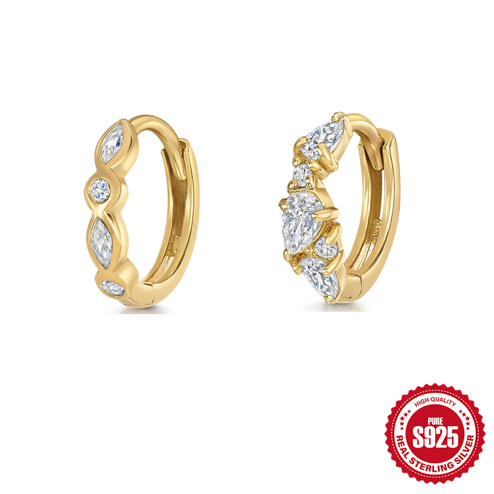 S925 Sterling Silver Geometric Zircon Classic Marquise Diamond Earrings European and American Hot-Selling Ins Style Personalized Ear Jewelry