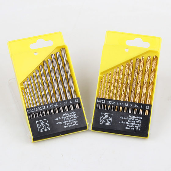 13 pieces of suit twist drill bit high speed steel plastic box round shank hand electric drill bit 1.5-6.5mm with machine drill