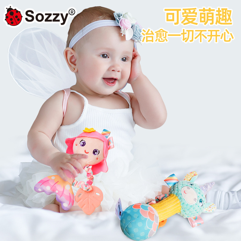 Sozzy peluche mano campana sirena unicornio bebés mecedoras 0 - 1 años de edad bebé acertijo tranquilizador campana de cama juguete