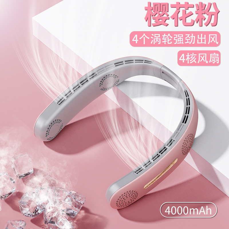 Ventilador de Cuello Portátil 2023, Plegable, Recargable por USB, con Pantalla Digital, Mini Ventilador de Mano para Exteriores