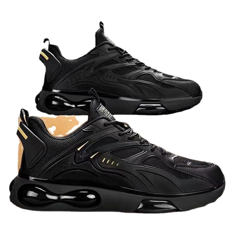 Zapatos de los hombres de la zapatilla de deporte de verano de malla transpirable juventud corriendo deportes plataforma casual moda negro Guerrero papá zapatos