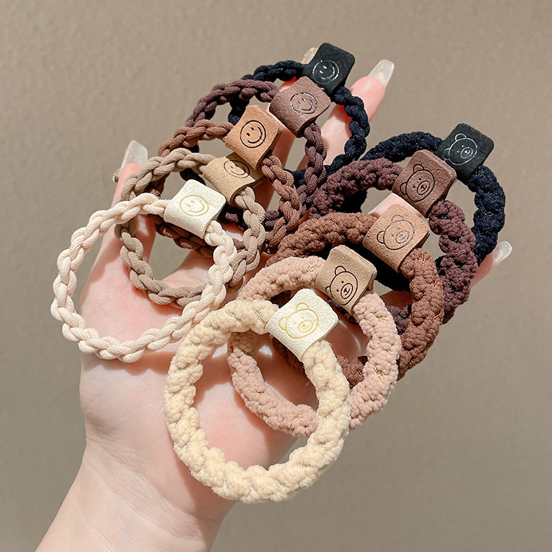 2024 nuevo anillo de cabello de oso para mujeres simple y versátil cuerdas de cabello de alta elasticidad no lesionan cuerdas de cabello de cola de caballo adornamiento para el cabello