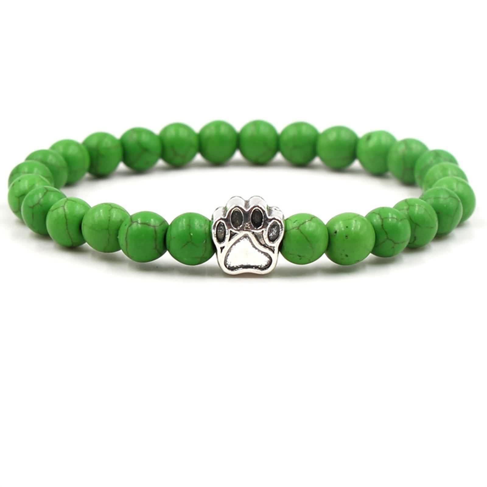 Bracelet en perles obsidienne et turquoise motif patte chien_voghion.com