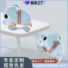 跨境木制卡通动物益智手推拖拉车拉线拉绳婴幼儿学步牵引车玩具
