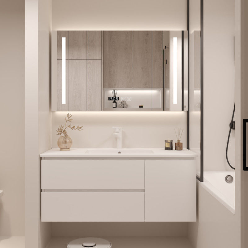 Simple de cerámica integrado cuenca Luz de lujo inteligente espejo gabinete lavabo cuarto de baño mesa de lavado traje