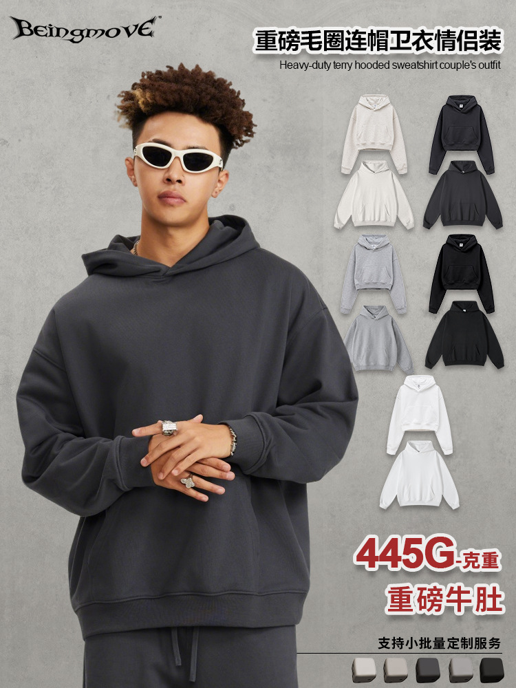 Calle seca de otoño y invierno de 2025 estilo americano pesado lazo corto chaqueta caliente pareja suelta chaqueta con capuz para hombre
