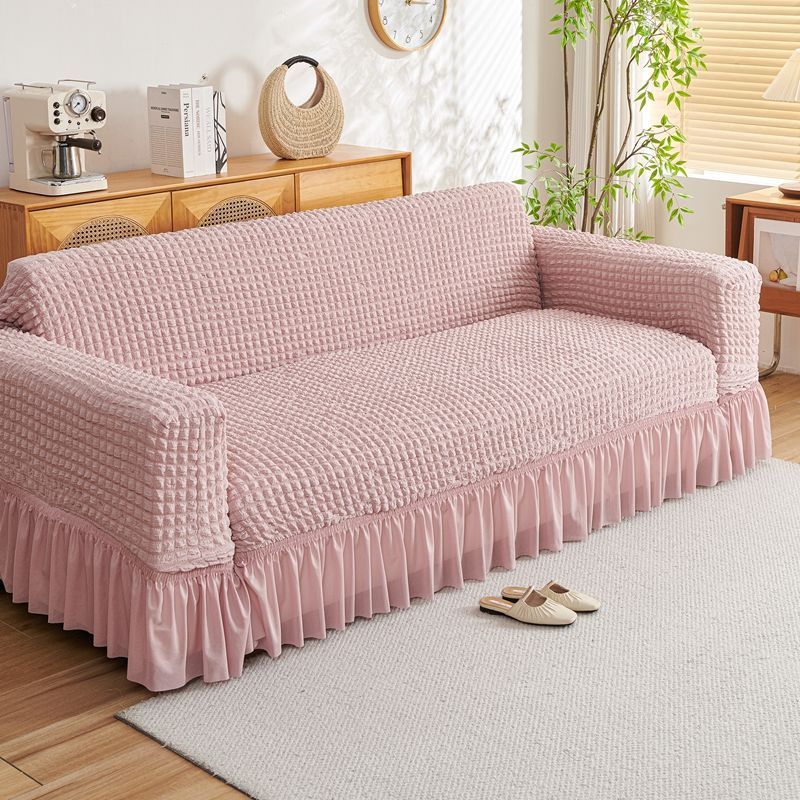 Bubble Gauze Skirted Sofa Cover, Integrated Dustproof Cover, Anti-Cat Scratch Sofa Cover, Universal