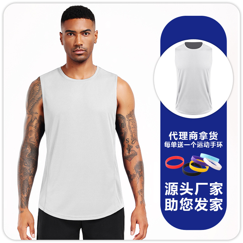 Camiseta de entrenamiento de maratón profesional de bádminton de hombre sin mangas y hombros sueltos deportivos rápidos y transpirables