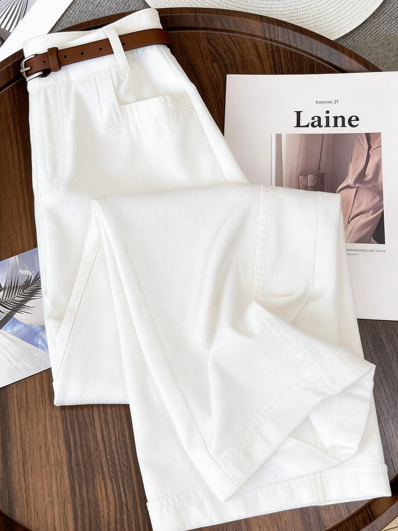Quần culottes nữ ống rộng cạp cao dáng suông vải mỏng mùa hè — Khaki (không phân phối thắt lưng)