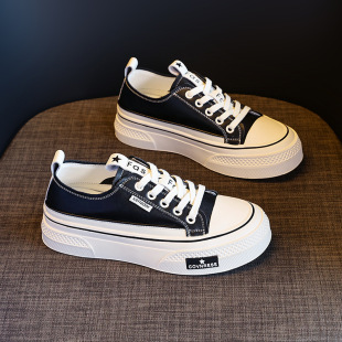 Genuine Leather Thick-Soled White Shoes for Women 2024 New Heightening Versatile Casual Shoes Platform Soft-Soled Spring Sports Sneakers for Women