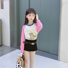 【版型超好】插肩袖薄防曬卡通長袖t恤女童百搭寬鬆別致印花上衣