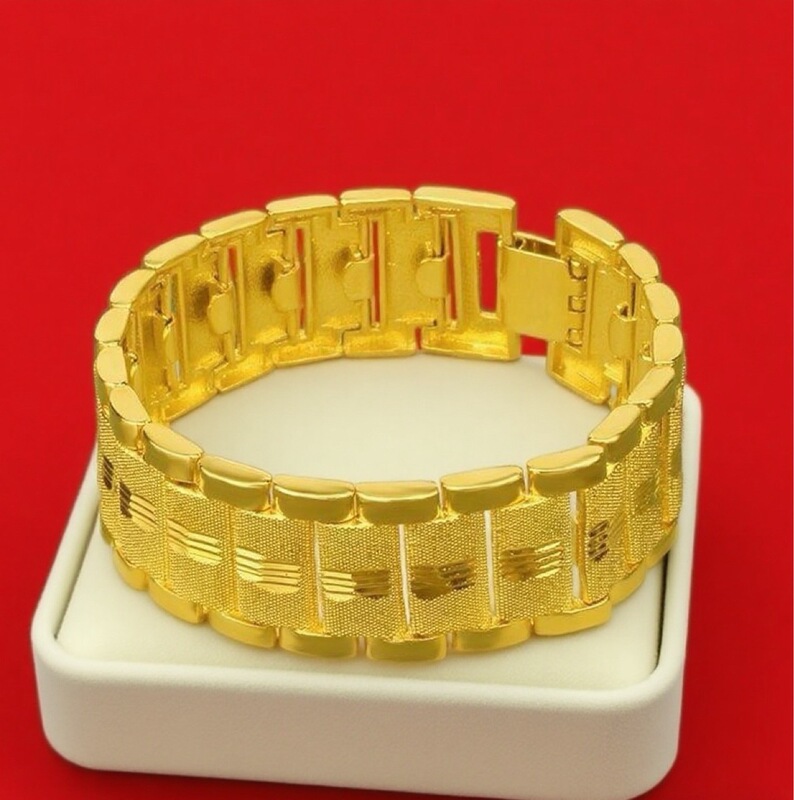 Vietnamese Sand Gold Men's Watch Chain Gold-Plated Bracelet Boutique Thickened Wide Buckle Live Broadcast Street Stall Supply Wholesale