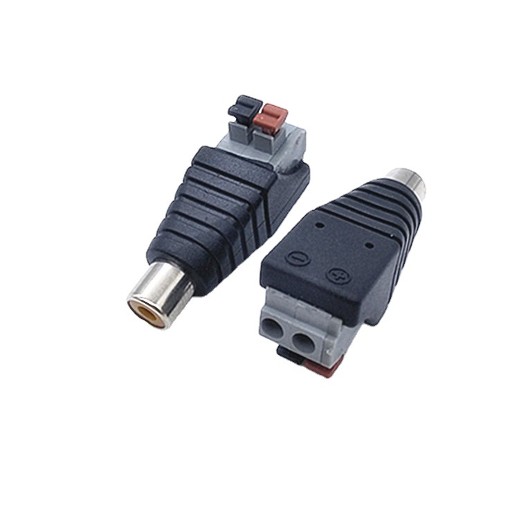 AV母接头夹线式免焊RCA莲花母头按压式弹簧通用端子 音频转接插头