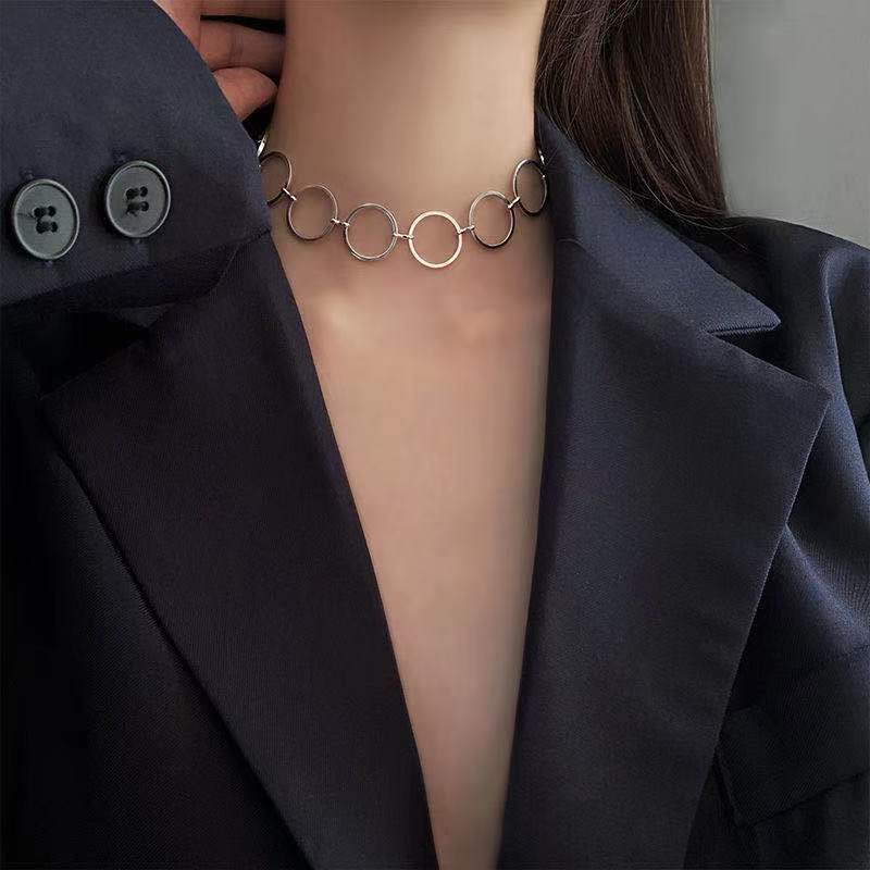 Daily Occasion Copper Material Cool Style Circle Copper Plating Choker