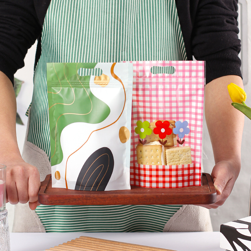 Copo de nieve de dibujos animados crujiente auto-permanente bolsa turrón bolsa de embalaje Caja de galletas leche azufaifo bolsa de caramelo bolsa de cremallera portátil