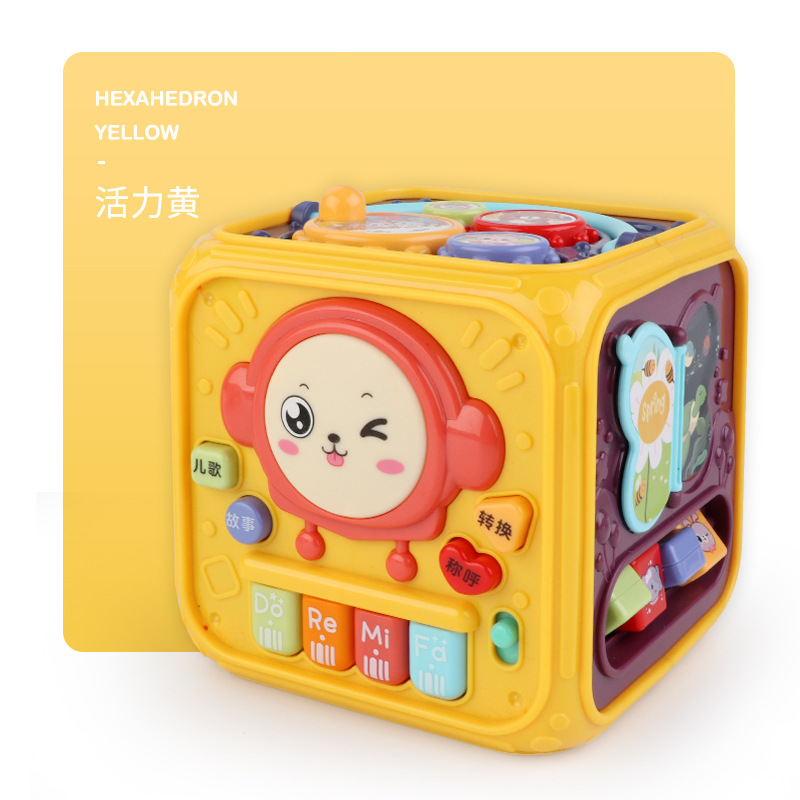 Children's Hexahedron Hand-clapped Drum 1-year-old Baby Toy Smart Cube 6-month Baby's Clap Drum Luminous Music Six-sided Drum