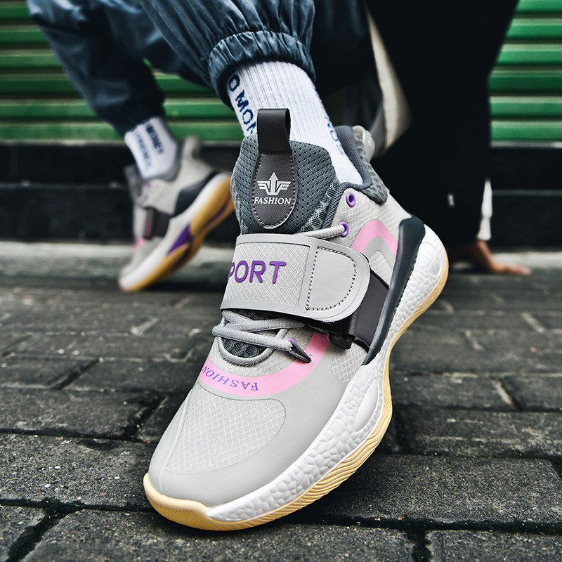 2023 new basketball shoes men's trend match color breathable Velcro sneakers low top comfortable men's sneakers_voghion.com