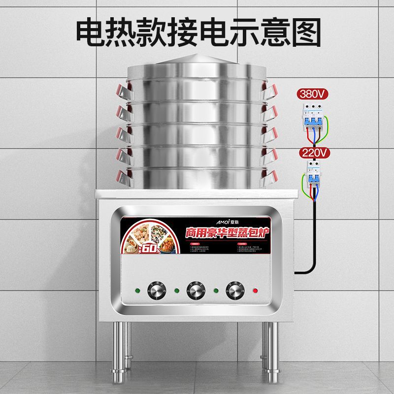 Xiaxin horno de paquete de vapor para desayuno comercial horno de paquete de vapor multifuncional de gas de calentamiento eléctrico pan al vapor vapor de jaula pequeña máquina de embalaje de salchichas en polvo
