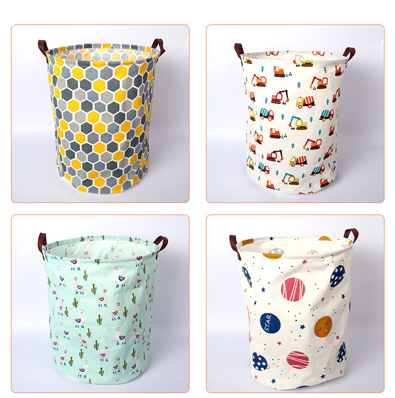 Amazon transfronterizo nuevo estilo cesta de lavandería cesta de almacenamiento de artículos diversos de juguete redondo cesta de almacenamiento de múltiples patrones cesta de lavandería