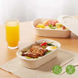 一次性打包盒500ml餐厅外卖甘蔗浆可降解外卖餐饮小吃沙拉纸餐盒