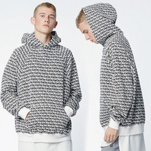 欧美高街潮牌鹿晗同款弹幕满身字母FOG连帽卫衣秋冬加绒外套男