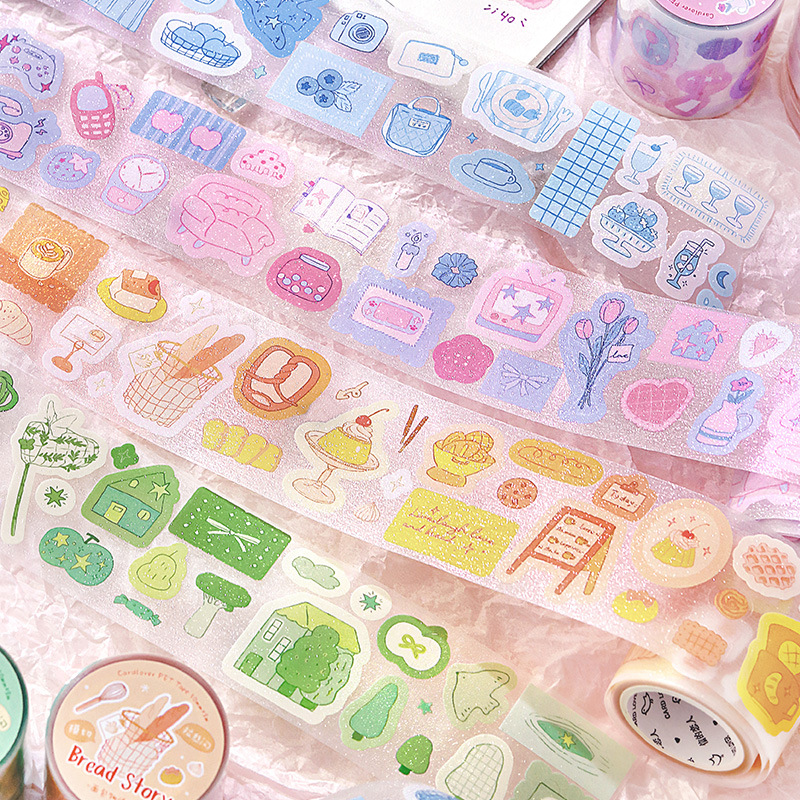 Carta de los amantes de la cinta PET cepillada y cortada de sal ligera serie de poemas sinfónicos serie de sal etiqueta de cuenta simple pegatina