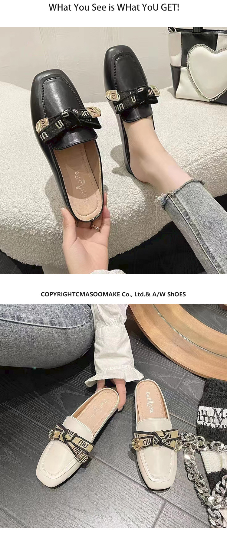 Women's Mules Sandals With Square Toe Flat Sole For Summer Wear_voghion.com