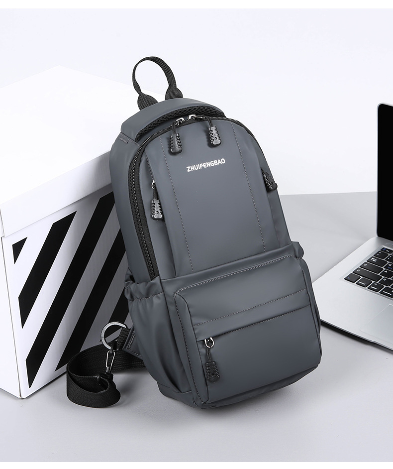 Customized men's business chest bag, trendy casual cycling backpack, lightweight large-capacity single-shoulder bag, simple crossbody bag undefined