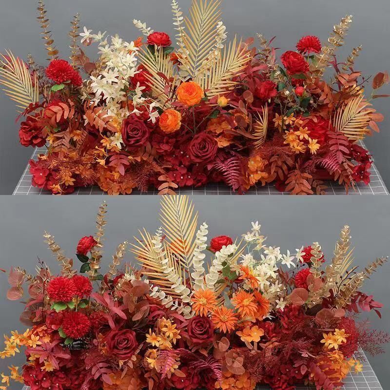 結婚祝いの大きいタイプの花を並べて絹の花の完成品の装飾をシミュレーションします。|undefined