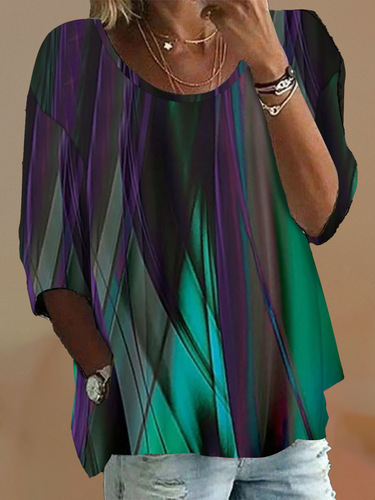 2024 Amazon TEMU Women's Quick-Dry Printed Floral Crewneck Casual Loose Top—Fashionable and Versatile, in European and American Style