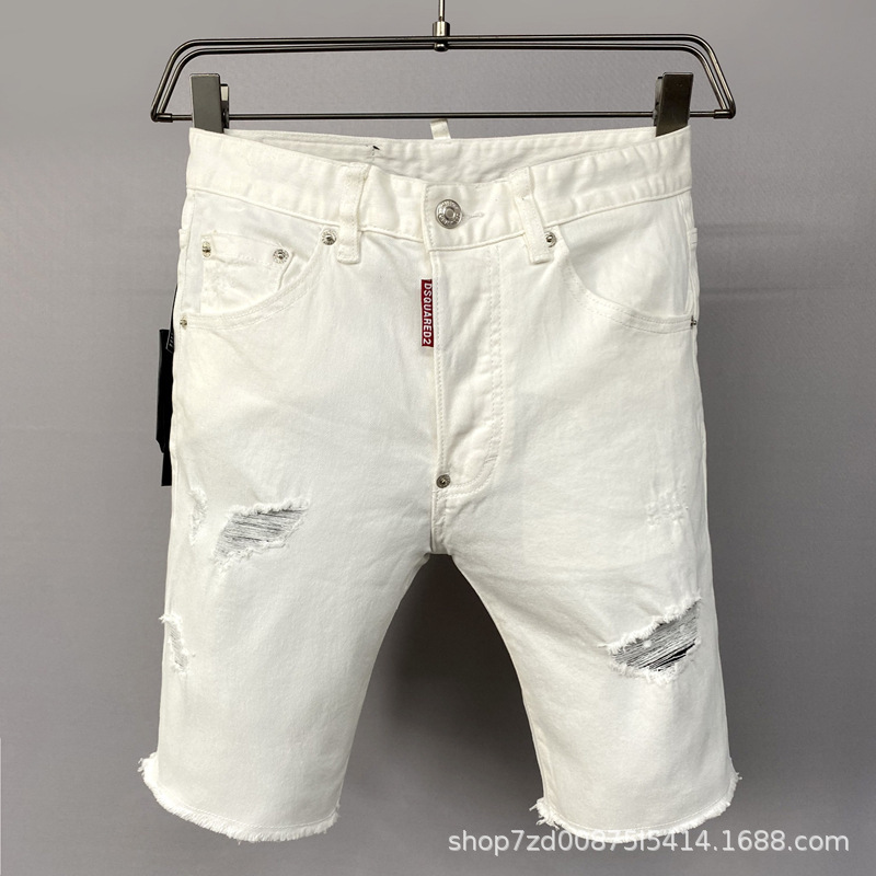 D21-1 Denim shorts Dquadratic trendy jeans European and American cross-border men's ripped five-point pants Denim pants