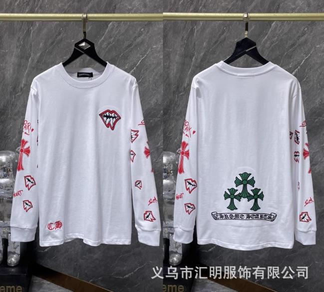 新款跨境CH克罗潮牌MattyBoy红唇十字针长袖圆领卫衣时尚百搭上衣|undefined