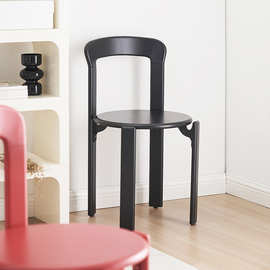 北欧轻奢实木餐椅现代简约家用餐桌椅子小户型可叠放餐厅彩色椅子