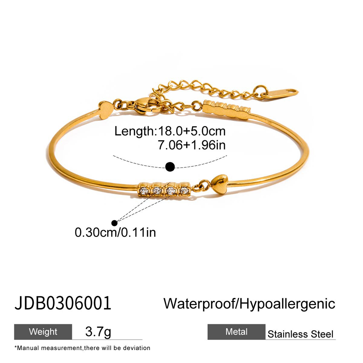 jingqiao classic love double ring bracelet girls stainless steel jewelry light luxury high sense cross-border sold jewelry