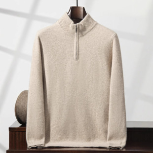 Simple All-match Mountain Cashmere Sweater Men's Knitted Zipper Half-turtleneck Loose Casual Inner Warm Skin-friendly Sweater