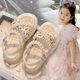 Girls' Sandals 2025 Summer New Style Middle and Large Children's Soft Bottom Shoes Girls Fashion Beach Shoes Children's Princess Sandals