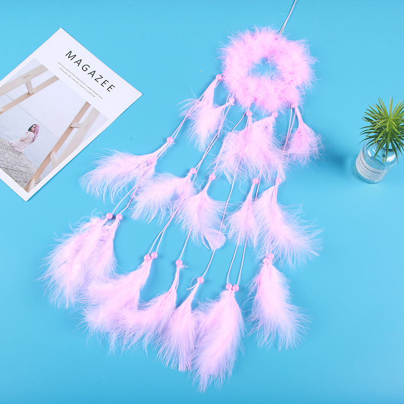 丅y007羽毛捕梦网家居装饰壁饰 ins少女卧室装饰房间挂饰礼品批发