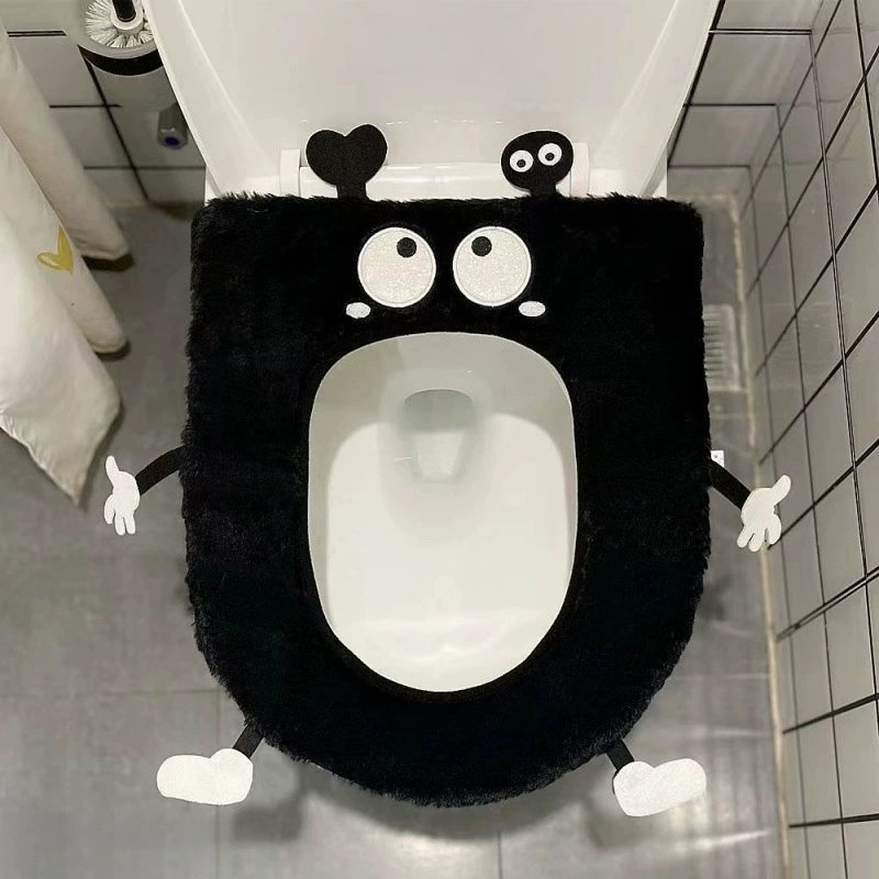 Подушка для сиденья унитаза на все времена года, зимняя теплая подушка для унитаза на молнии, бытовые плюшевые милые мультяшные брикеты