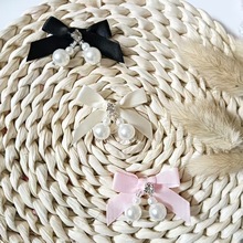 甜美缎带蝴蝶结装饰创意手工珍珠领结配饰 diy服装发夹饰品配件