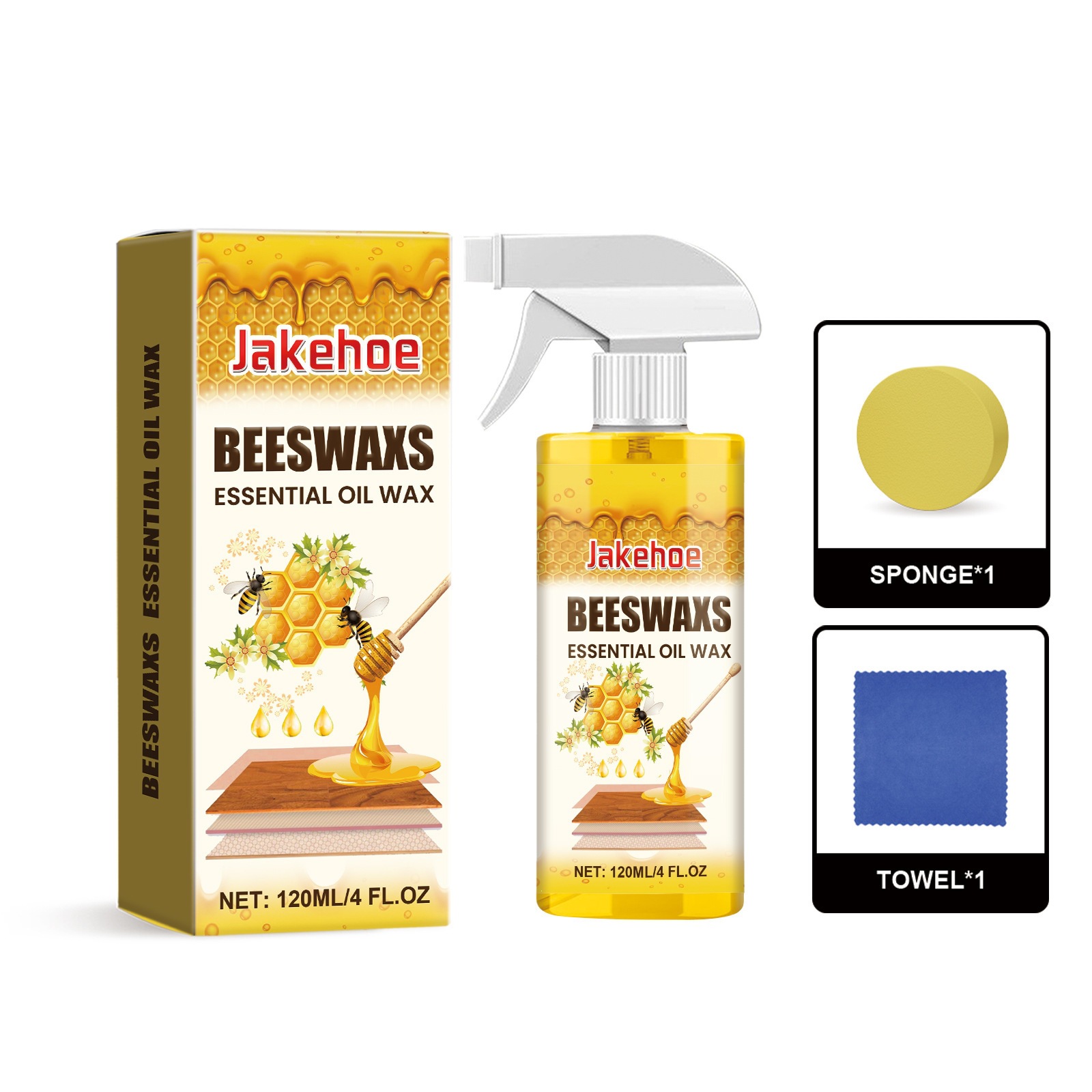 Jakehoe madera pulido pulverización cera de abeja para muebles de curado pulido protector de color nutriente anti-agrietamiento pulverización de madera seca image 6
