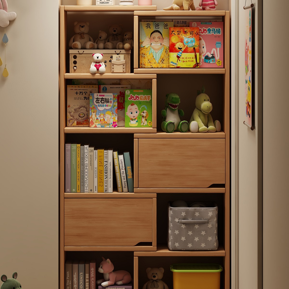 Estantes de piso, estantes de piso, pasillos, librerías, armarios, todo en uno, contra la pared, almacenamiento de juguetes, combinación libre, armarios simples