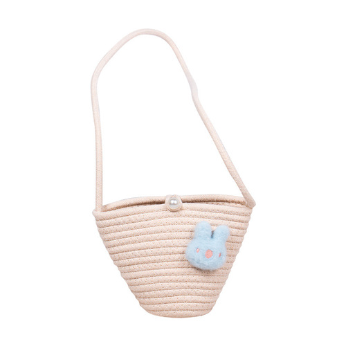 Grass-woven small bags for women, new flower print crossbody bags with hand-woven straps, versatile vacation and beach bags, factory wholesale