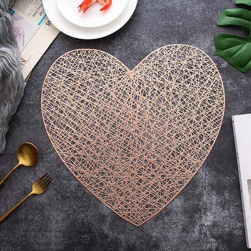 Valentine's Day New Product Love Heart Table Mat PVC Pattern Table Mat European Anti-slip Insulating Western Dinner Mat Love Cup Mat